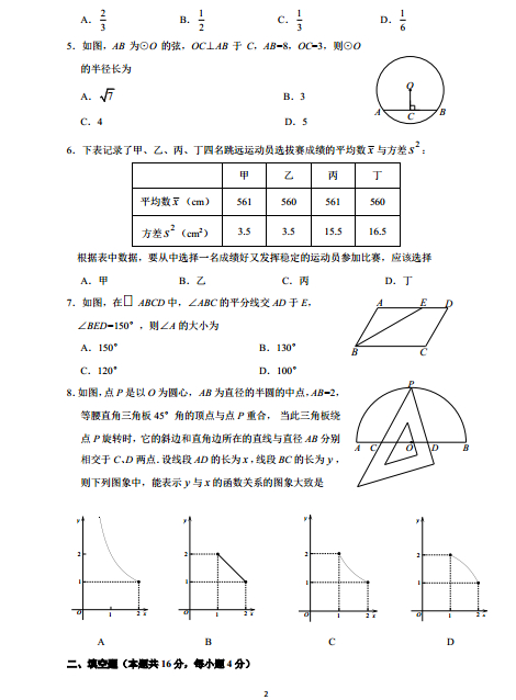 北京海淀區(qū)2014年中考數(shù)學(xué)一模試題(圖片二)