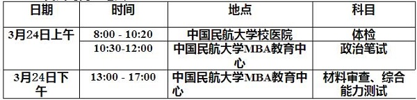 中國民航大學(xué)2017年工商管理碩士(MBA)復(fù)試通知