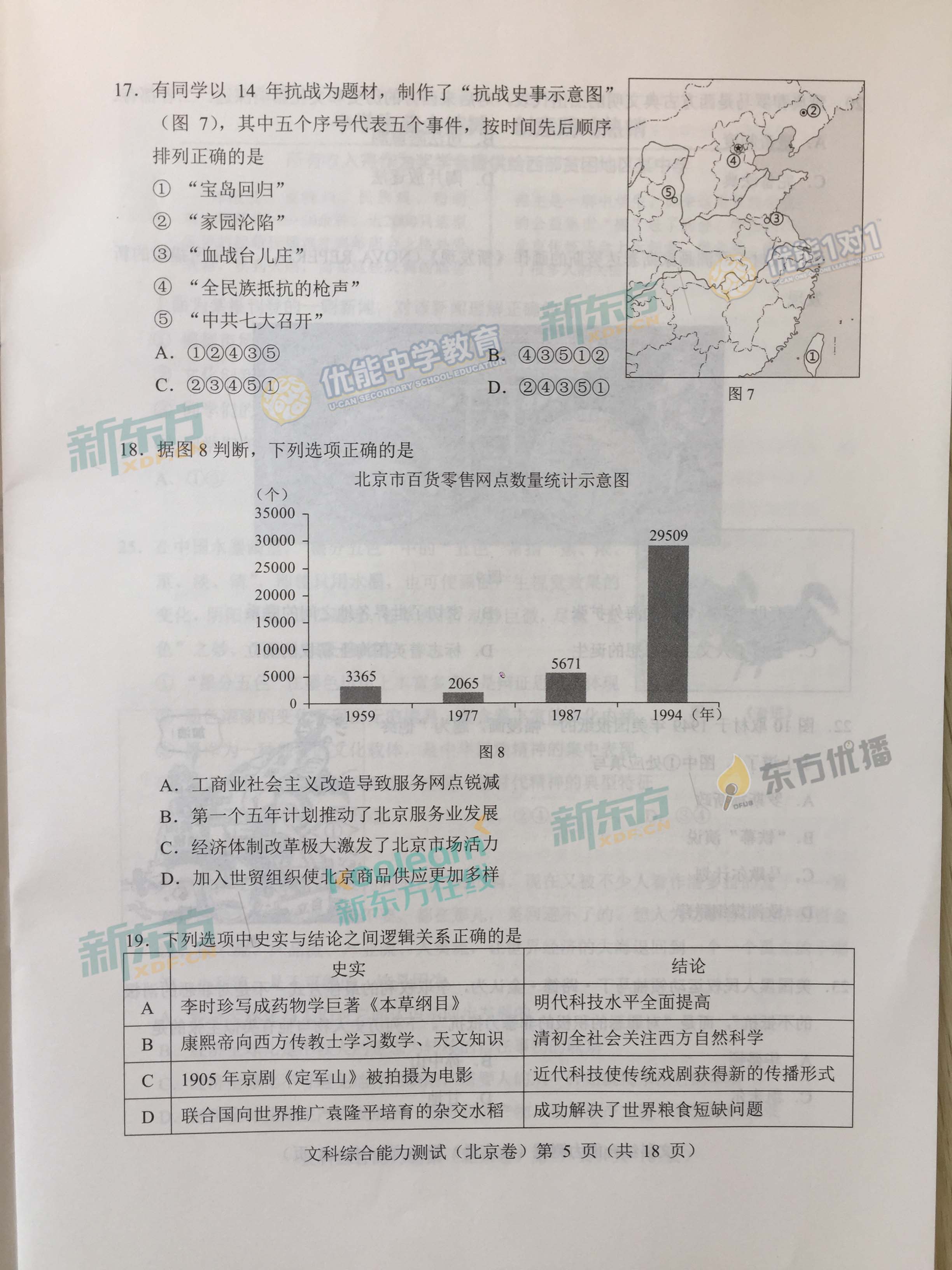 2017年北京高考文綜真題及答案