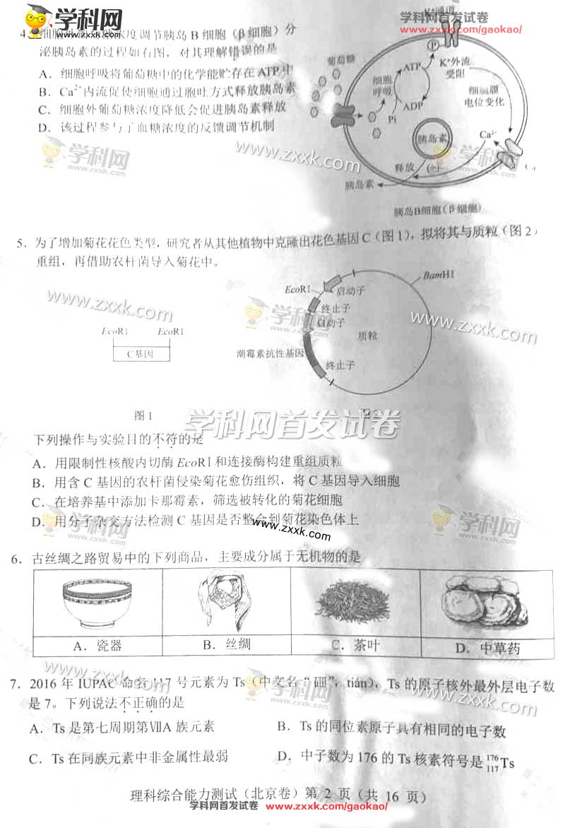 2017年北京高考理綜真題及答案