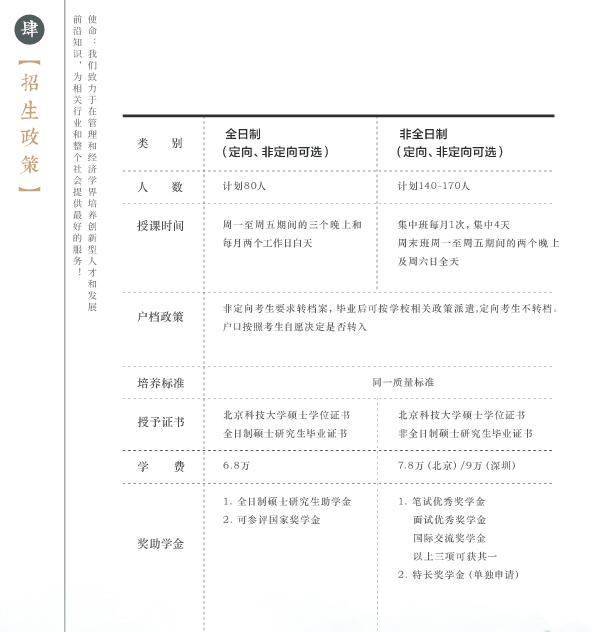 2018年北京科技大學MBA招生簡章