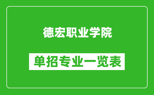 德宏職業(yè)學(xué)院單招專業(yè)一覽表