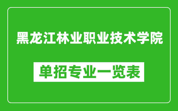 黑龍江林業(yè)職業(yè)技術學院單招專業(yè)一覽表