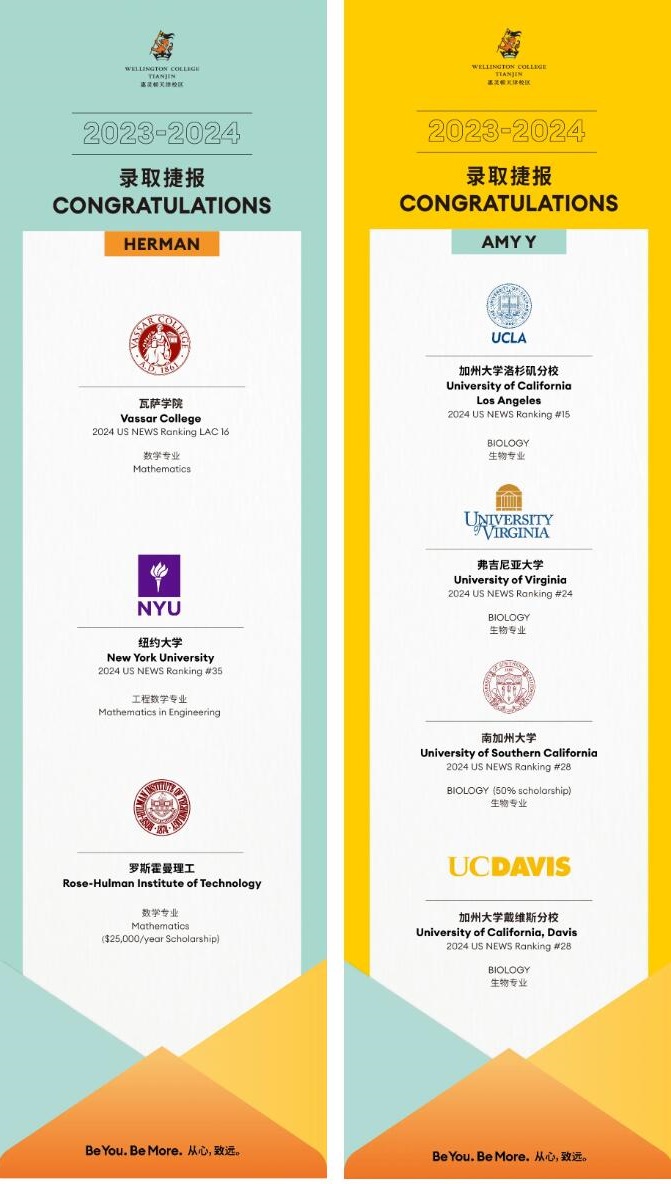 天津惠靈頓美國大學錄取捷報