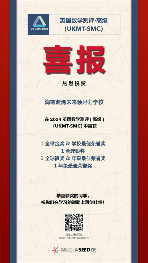 未來領導力學校中學部學子在英國數學競賽中獲獎