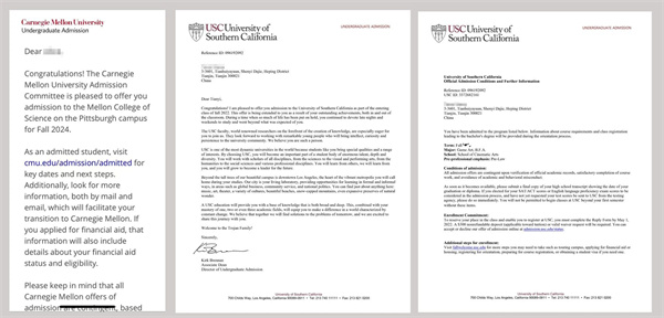 天津法拉古特學校美國TOP40錄取通知書