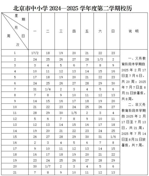 北京中小學校歷