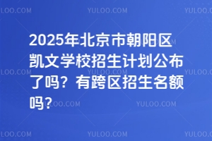 2025年北京市朝陽(yáng)區(qū)凱文學(xué)校招生計(jì)劃公布了嗎？有跨區(qū)招生名額嗎？