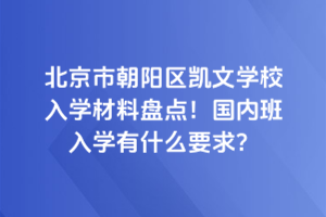 北京市朝陽(yáng)區(qū)凱文學(xué)校入學(xué)材料盤點(diǎn)！國(guó)內(nèi)班入學(xué)有什么要求？