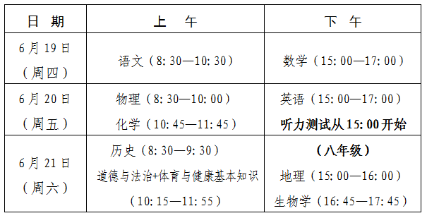 2025年福建三明中考時間及總分值公布,6月19日-21日!