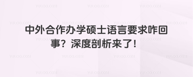 中外合作辦學碩士語言要求咋回事?深度剖析來了!
