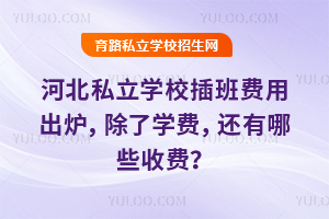 河北私立學校插班費用出爐,除了學費,還有哪些收費?
