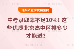 中考錄取率不足10%!這些優質北京高中區排多少才能進?