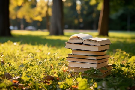 攝圖網_600794469_草地上一堆書(企業商用).jpg